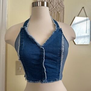 Mixed matches denim top